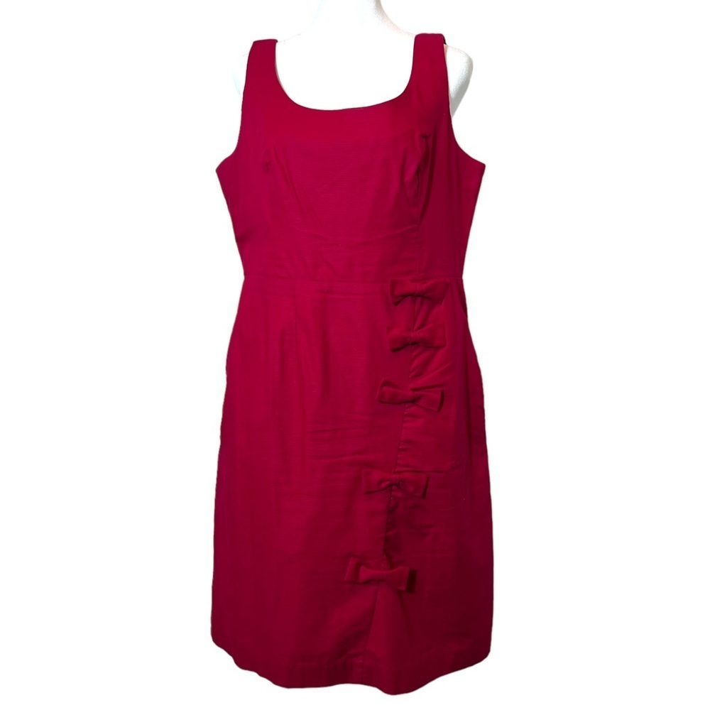 Moulinette Soeurs Anthropology Red Cascading Bows Sleeveless Aline Dress, Sz 12